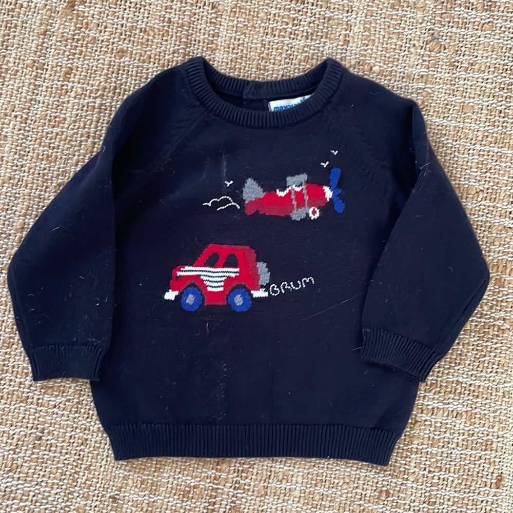 Mayoral Navy Sweater with Red and White Design
